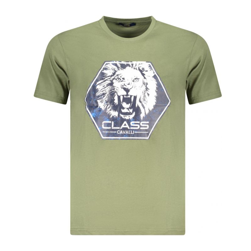 Мъжка тениска с къс ръкав , зелена CAVALLI CLASS TXT60PJD060_VE04050