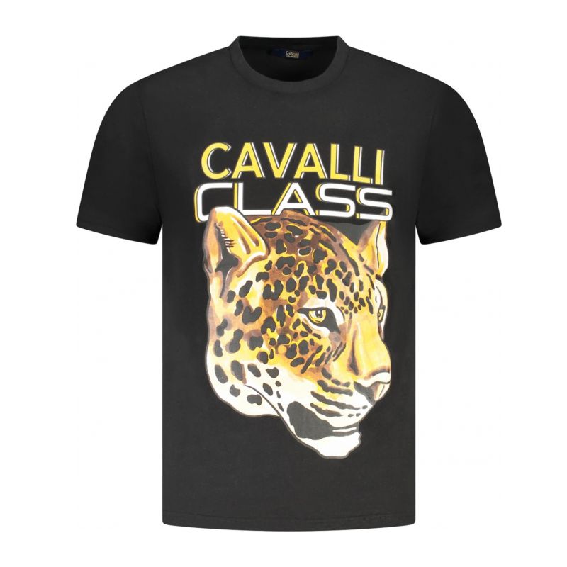 Мъжка тениска с къс ръкав , черна CAVALLI CLASS TXT60UJD060_NE05051