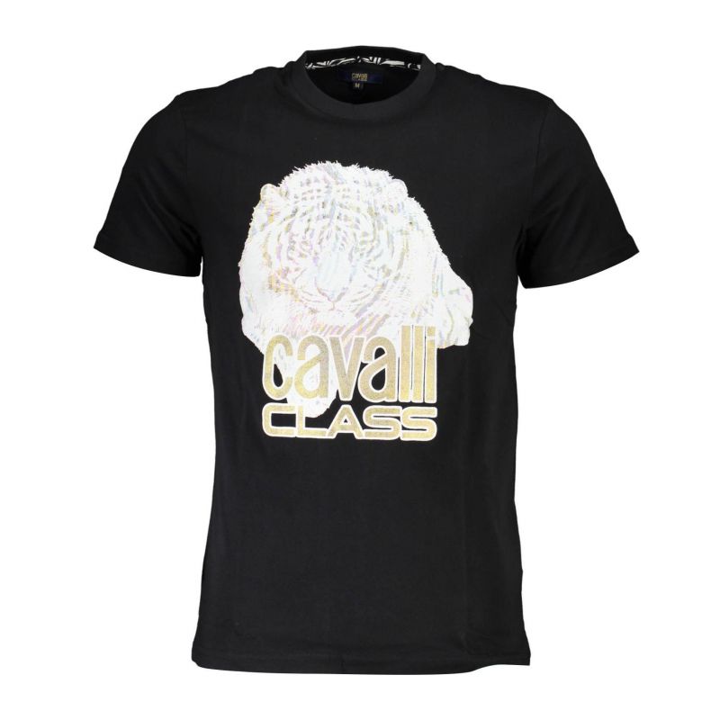 Мъжка тениска с къс ръкав , черна CAVALLI CLASS QXT61WJD060_53ACF39_NERO05051