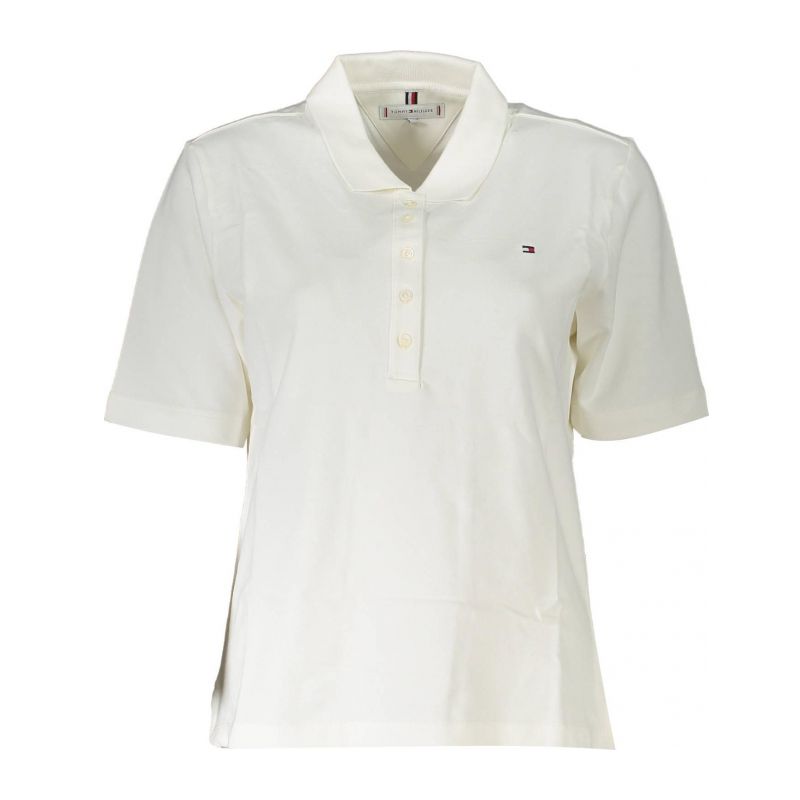 Поло блуза с къс ръкав, дамска, бяла TOMMY HILFIGER WW0WW37820_D75D6C0_BIANCOYBL