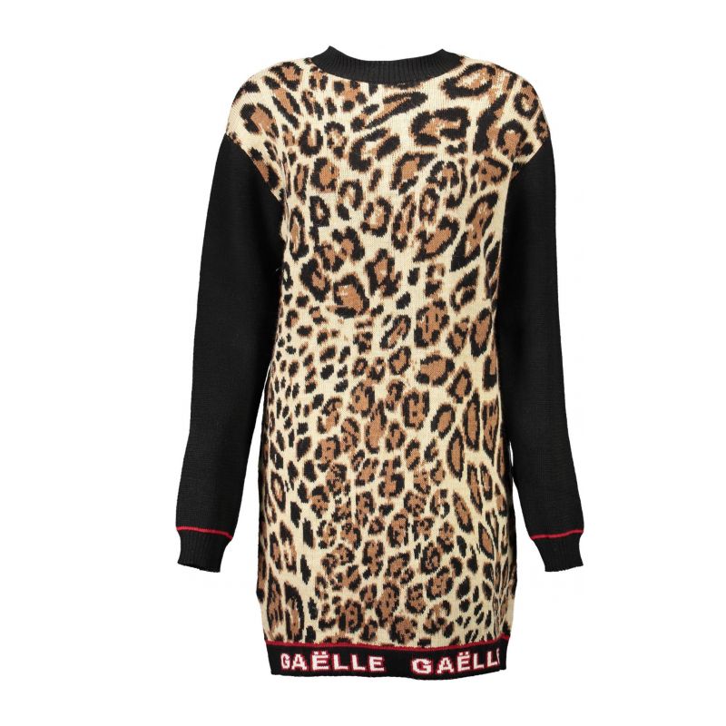 Рокля GAELLE PARIS GBD10320_BEIGE_LEOPARDATO-SABBIA