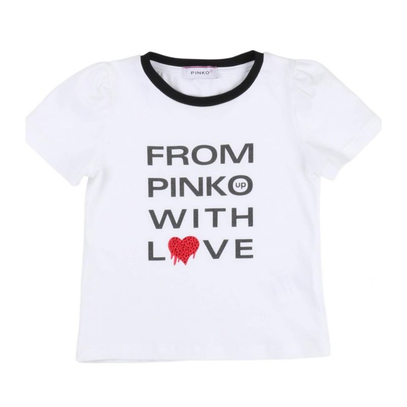 Тениска за момиче PINKO S4PIBGTH160-001-BIANCO