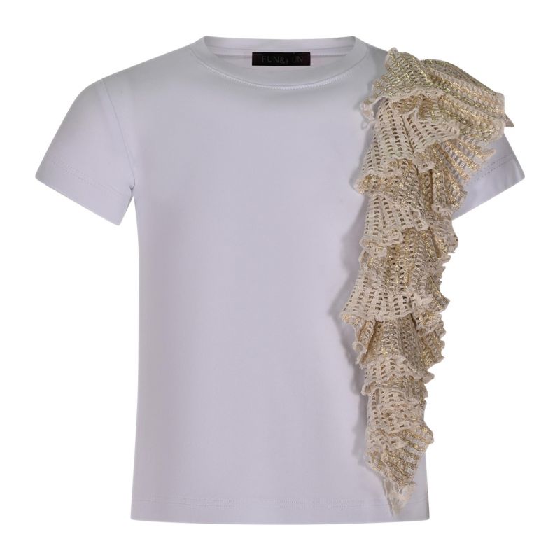 Тениска за момиче FUN&FUN FBTS01335-WHITE-BEIGE