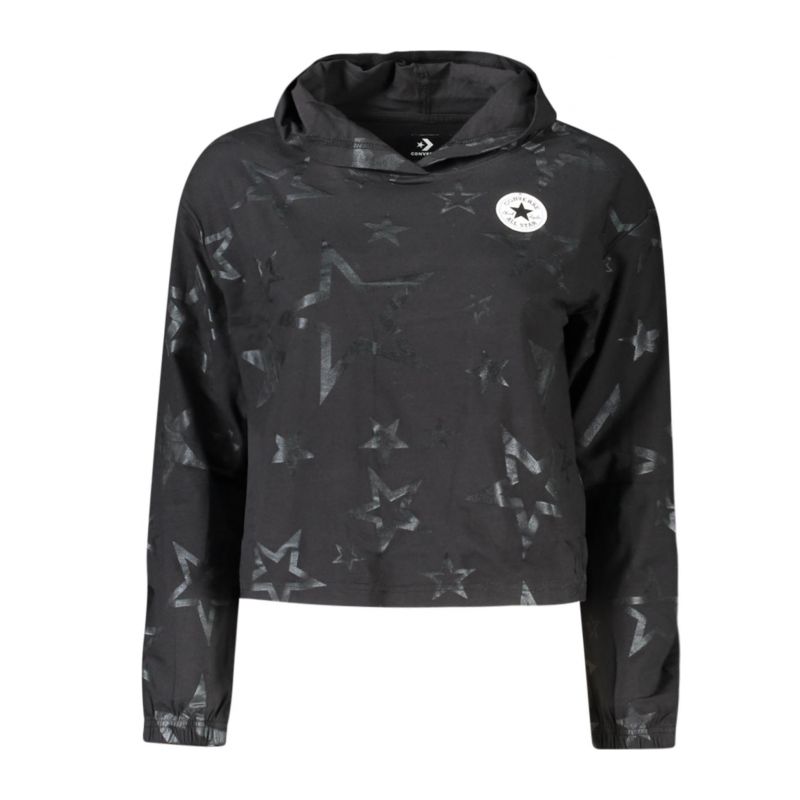 Тениска с дълъг ръкав  за момичета, черна CONVERSE 4CC282_NE023