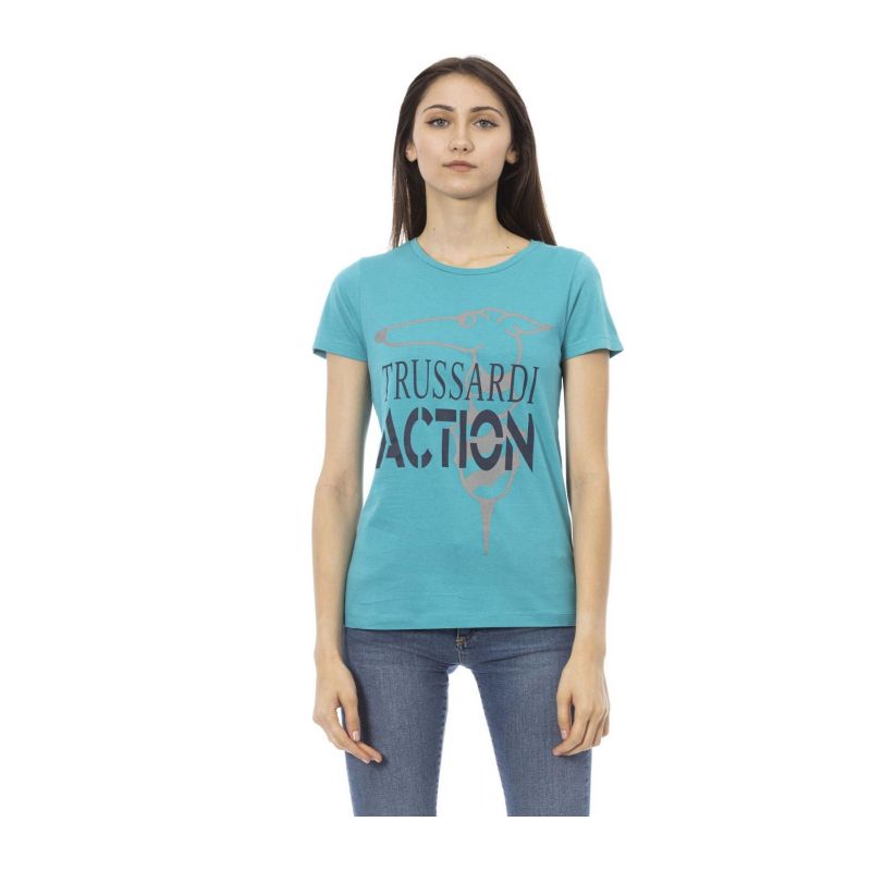 Тениска с къс ръкав TRUSSARDI ACTION 2BT02_72Turquoise