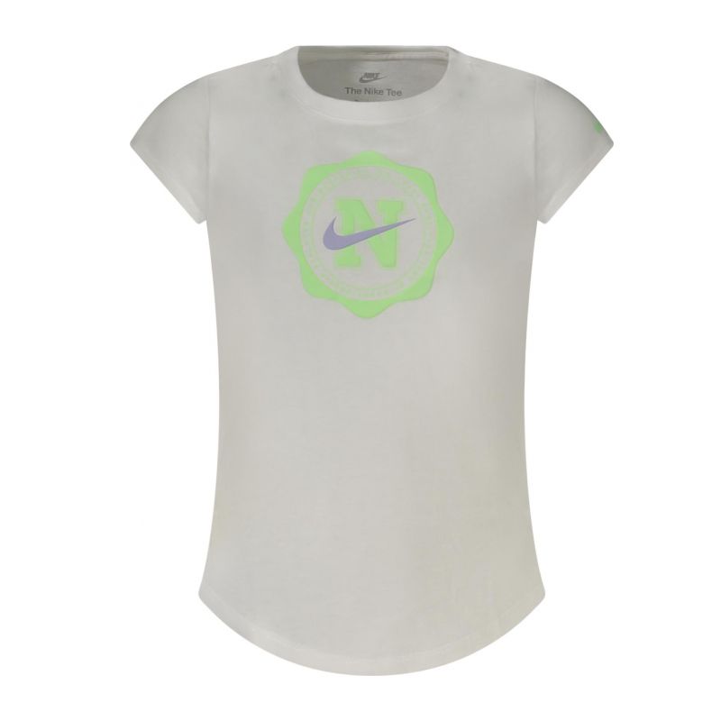 Тениска с къс ръкав за момичета, бяла NIKE 36L996_BIWHITE
